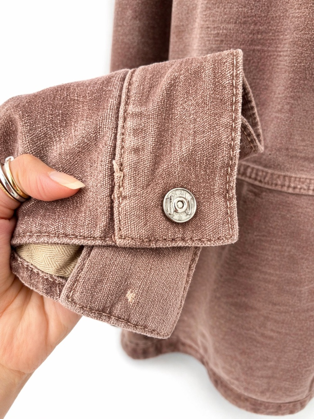 Free People Velvet Mauve Oversized Trucker Jacket Sz XS Fits S / M Spring Chic - Picture 9 of 16
